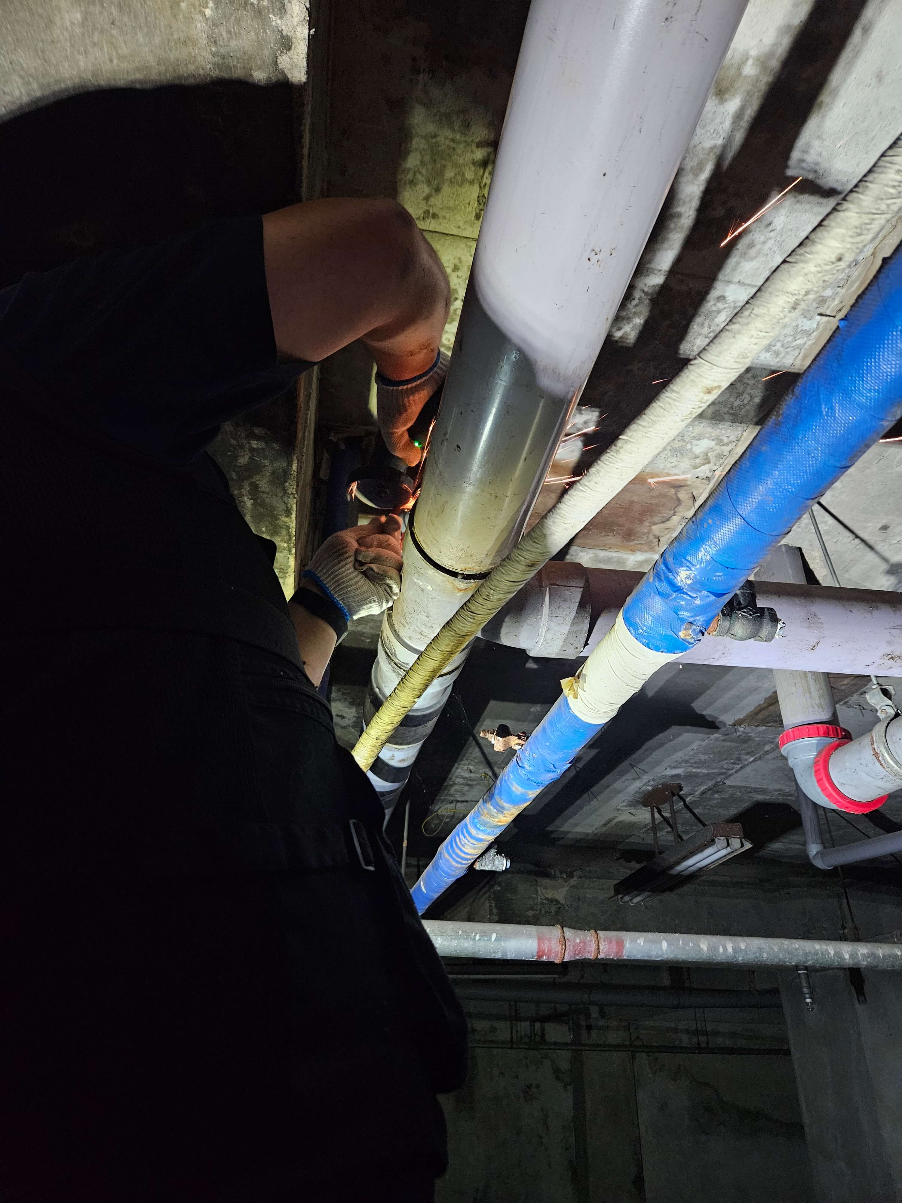 배수구 역류 해결 작업 - 악취 제거 및 트랩 청소